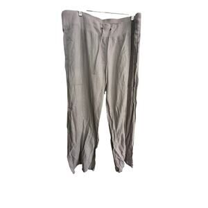 Eileen Fisher Tan Organic Linen Elastic Waist Drawstring Crop Pants Size XL